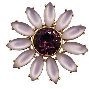 VTG Craft Brooch PinkPurple Rhinestone Fun Retro Cute Spring Summer Daisy Flower